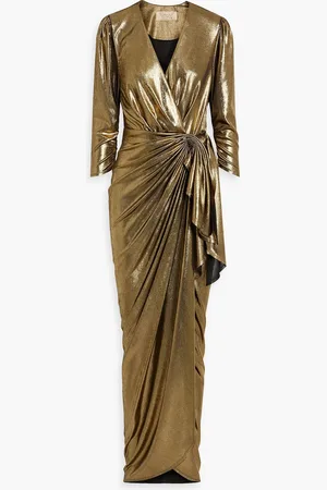 MARIA LUCIA HOHAN Adelyn draped lamé maxi wrap dress - Metallic - FR 34