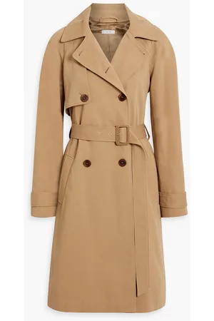 Short Check Collar Gabardine Trench Coat in Dusty caramel - Women, Cotton  Gabardine