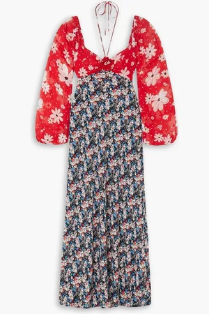 RIXO London Jeanie floral-print crepe halterneck midi dress - - UK 10