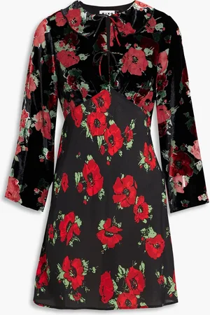 RIXO London Malibu floral-print silk-blend devoré-velvet and crepe de chine mini dress - - UK 8