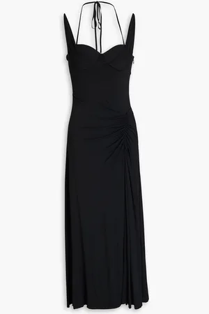 B & Adam Women's Long Halter Neck Sleeveless Gown with  Rhinestone Straps, Navy : Clothing, Shoes & Jewelry