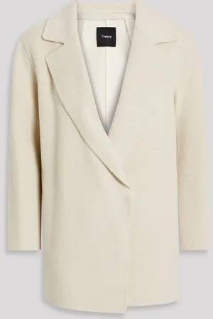 THEORY Clairene herringbone brushed wool-felt coat - White - M