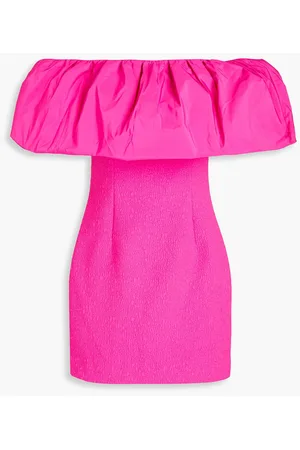 Chloe ruffled taffeta-trimmed stretch-crepe dress