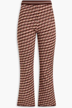 Diane von Furstenberg Juno cropped jacquard-knit flared pants - - XL