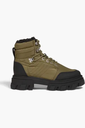 Ganni Faux shearling-lined shell hiking boots - Green - EU 36