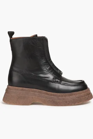 Ganni Leather platform ankle boots - - EU 40