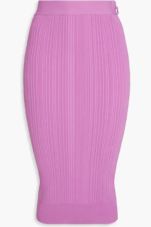 Hervé Léger Ribbed-knit midi skirt - Purple - L