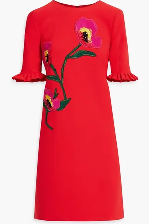 Carolina Herrera Ruffled embellished crepe mini dress - - US 12