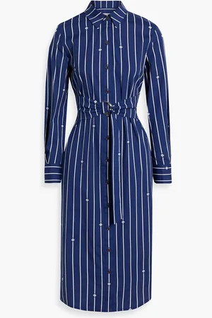 Derek Lam Striped cotton-blend poplin midi shirt dress - Blue - US 4