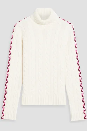 Derek Lam Embroidered cable-knit wool turtleneck sweater - White - XL