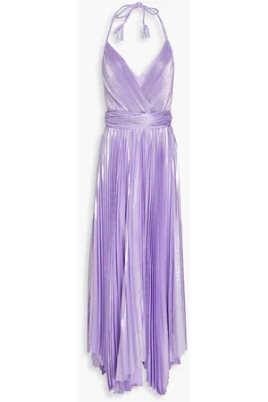 Hope & Ivy Maternity Avery Floral Print Satin Maxi Dress In Lilac-Purple  for Women