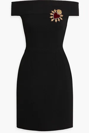 Dolce & Gabbana Off-the-shoulder appliquéd wool-crepe mini dress - - IT 48