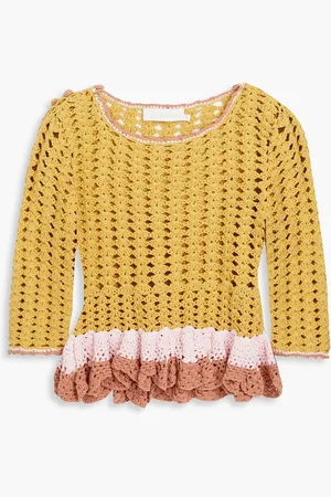 ZIMMERMANN Ruffled crocheted cotton sweater - - 2