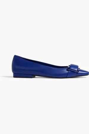 Sergio Rossi Sr Twenty buckle-embellished leather flats - Blue - EU 37.5