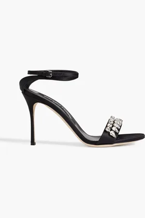 Sergio Rossi Crystal-embellished satin sandals - - EU 39.5