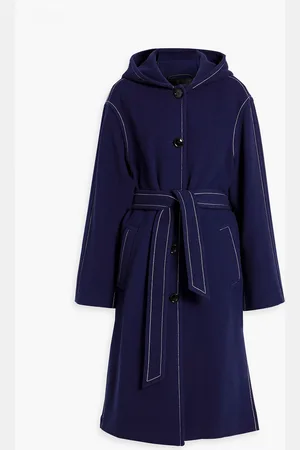 Marni Topstitched wool-blend felt hooded coat - Blue - IT 44