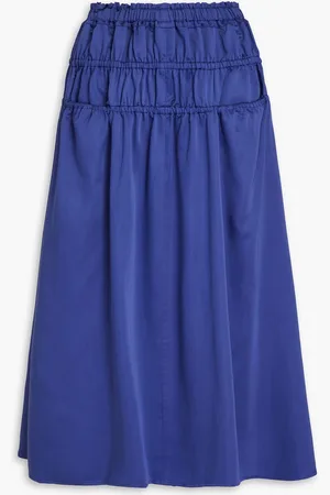 E.L.V. Denim The Shirred Lyocell-blend twill midi skirt - - UK 8
