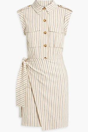 Derek Lam Giselle wrap-effect striped linen-blend mini dress - White - US 14