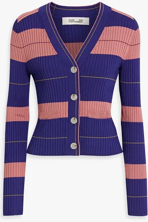 Diane von Furstenberg Tereza striped ribbed-knit cardigan - - S