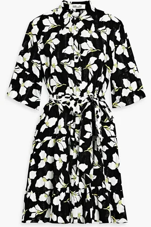 Diane von Furstenberg Beata floral-print cotton-jacquard mini shirt dress - - L