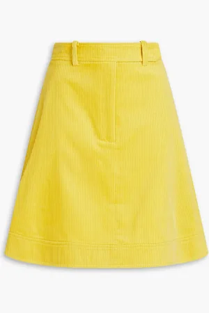 Saylor A Line Faux Leather Mini Skirt - Lemon - MESHKI U.S