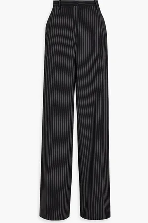 VERSACE Pinstriped wool-blend twill wide-leg pants - - IT 42