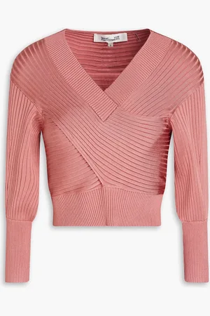 Diane von Furstenberg Cropped ribbed-knit sweater - Pink - XL