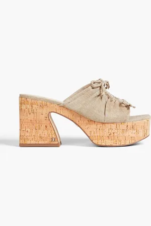 Sam Edelman Dova bow-detailed canvas platform mules - Neutral - US 7