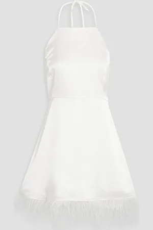 Harley Viera-Newton Reece feather-embellished satin mini dress - - US 12