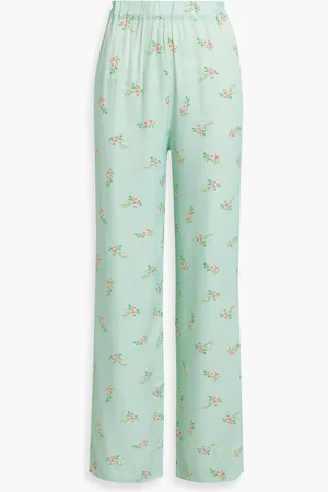 Sleeper Floral-print satin pajama pants - Green - XS