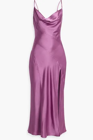 Nicholas Draped silk-satin midi dress - Purple - US 8