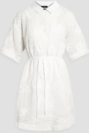 RAG&BONE Reed broderie anglaise ramie mini shirt dress - - XXS