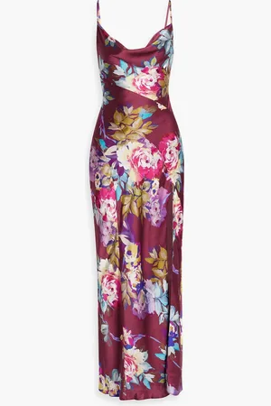 NICHOLAS Finley floral-print hammered silk-satin maxi dress