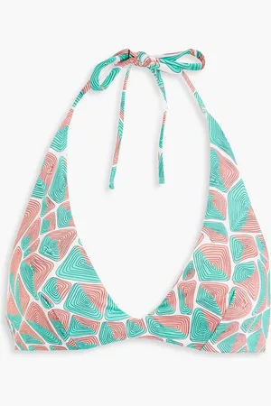 Puccini Printed halterneck bikini top - Green - IT 40