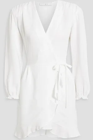 IRO Loomy ruffled TENCEL™and linen-blend mini wrap dress - - FR 36