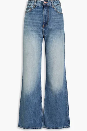 Ganni Faded high-rise wide-leg jeans - Blue - 32W-32L