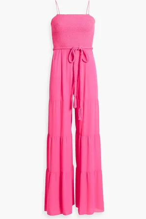 ALICE+OLIVIA Alice Olivia - Liya smocked crepe wide-leg jumpsuit - Pink - US 4
