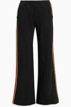 AREA Crystal-embellished French cotton-terry track pants - - M