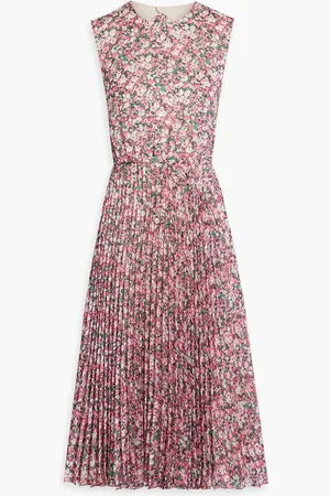 MIKAEL AGHAL Cutout pleated floral-print chiffon midi dress - - US 8