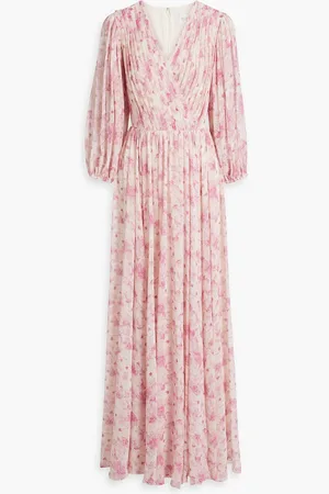 MIKAEL AGHAL Wrap-effect floral-print chiffon maxi dress - Pink - US 6