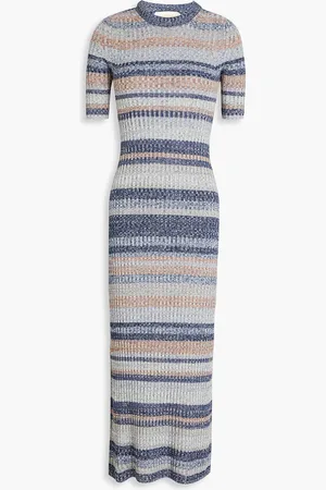 ZIMMERMANN Striped ribbed-knit midi dress - - 0