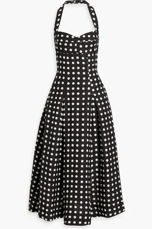 Nicholas Polka-dot linen-blend halterneck midi dress - - US 2