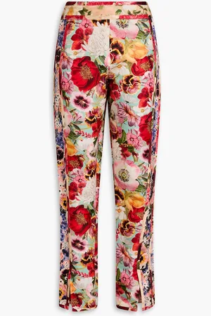 ZIMMERMANN Floral-print linen and silk-blend straight-leg pants - - 0