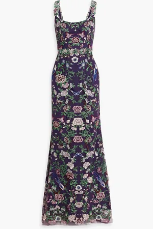 Marchesa Notte Embroidered tulle gown - Purple - US 10