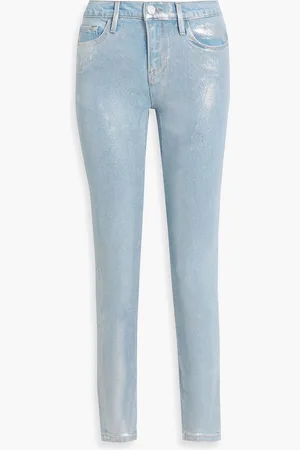 Frame Le Skinny de Jeanne metallic coated mid-rise skinny jeans - Blue - 27