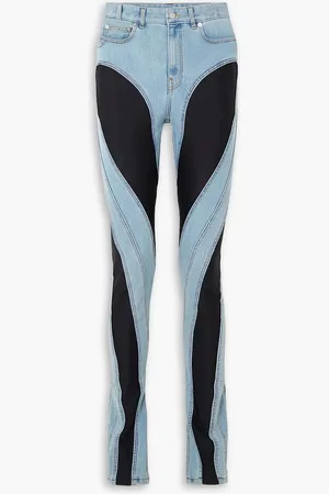 MUGLER Spiral stretch jersey-paneled skinny jeans - Blue - FR 36