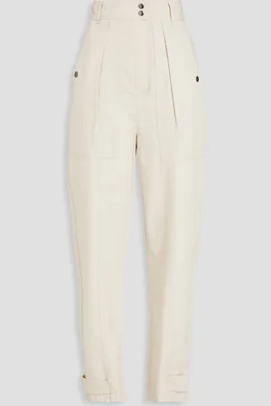 Marant Etoile Rowina pleated cotton-canvas tapered pants - White - FR 38
