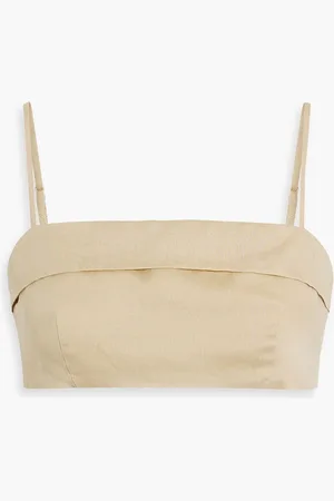ONIA Cropped linen and Lyocell-blend top - Neutral - US 00