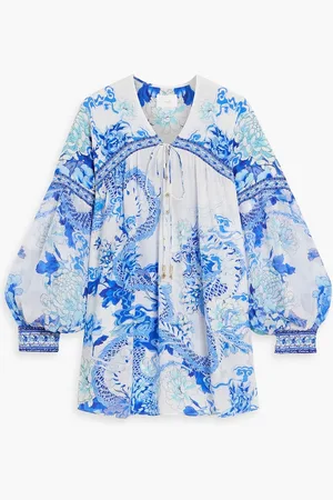 Camilla Crystal-embellished printed silk crepe de chine blouse - - ONESIZE