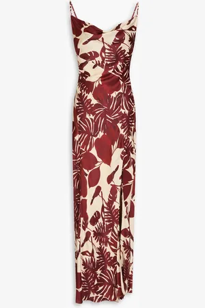 Nicholas Draped printed satin gown - Red - US 0